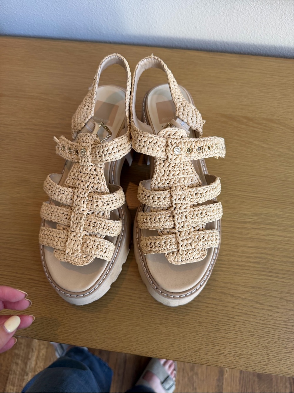 Dolce Vita Beige Woven Platform Sandals